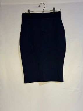 Banana Republic Navy Blue Viscose Blend Pencil Midi Skirt Dark Academia